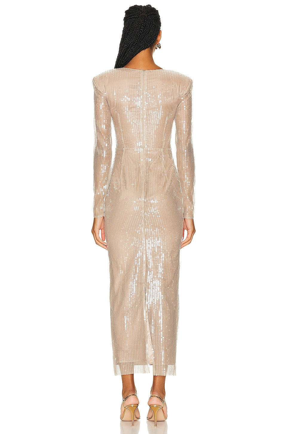 Diag Collar Metallic Mesh Flow Dress