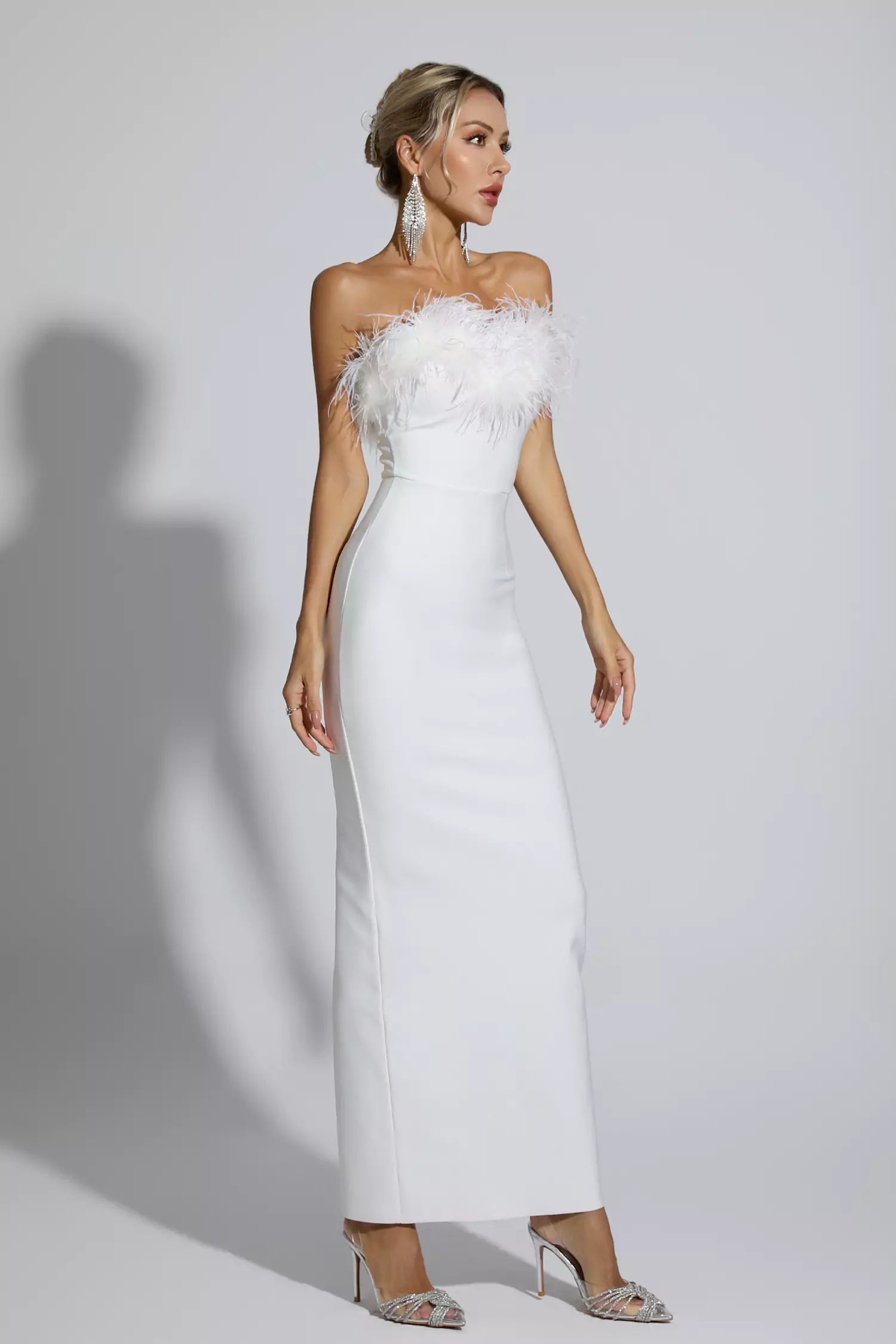 Aeira Feather Maxi Bandage Dress