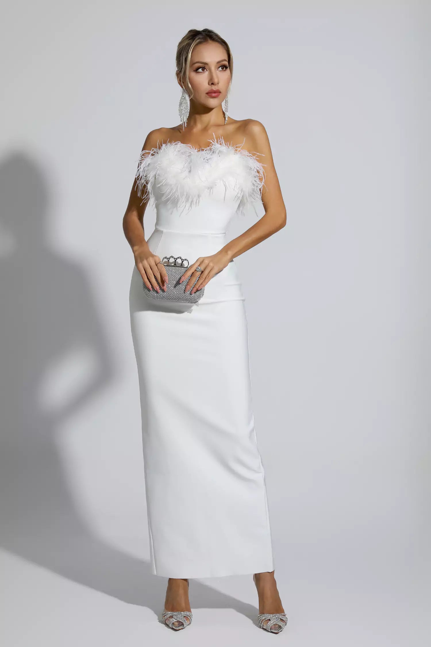 Aeira Feather Maxi Bandage Dress