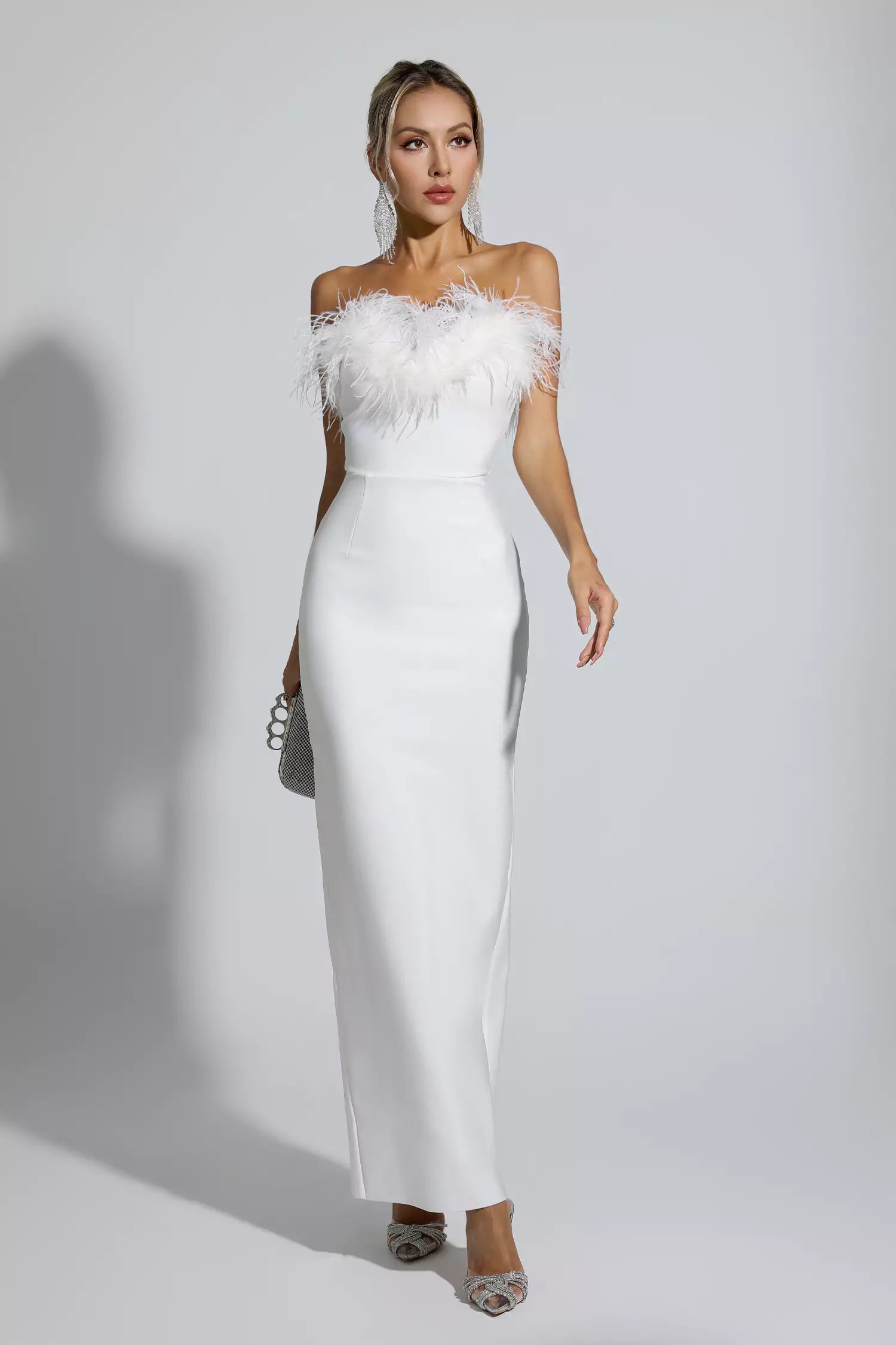 Aeira Feather Maxi Bandage Dress