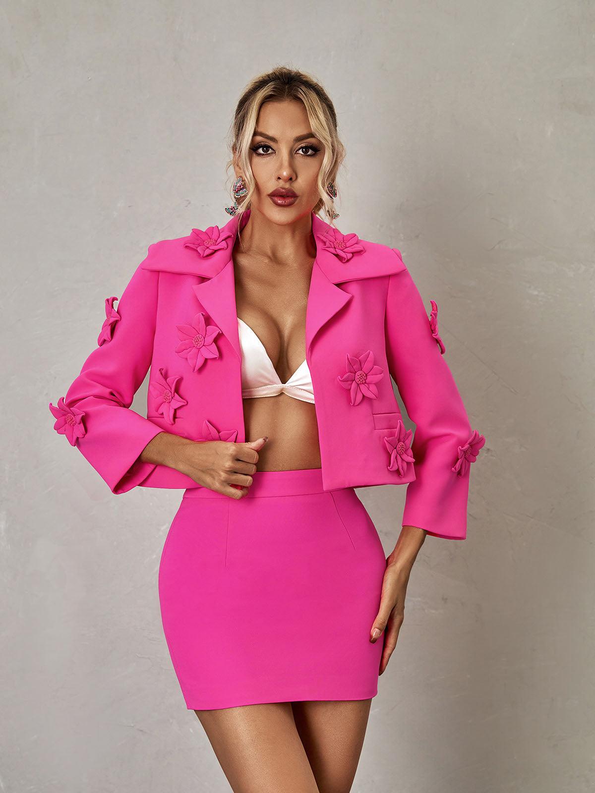 Nylah Flower Blazer Skirt Set