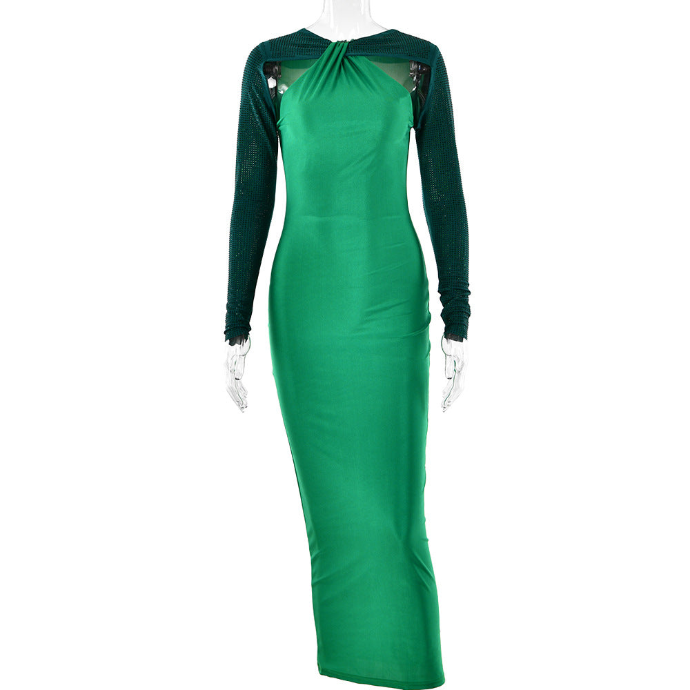 Tight Long Sleeve Stitching Dress