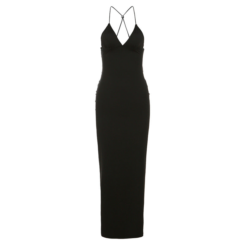 Spaghetti Straps Butterfly Backless Dress