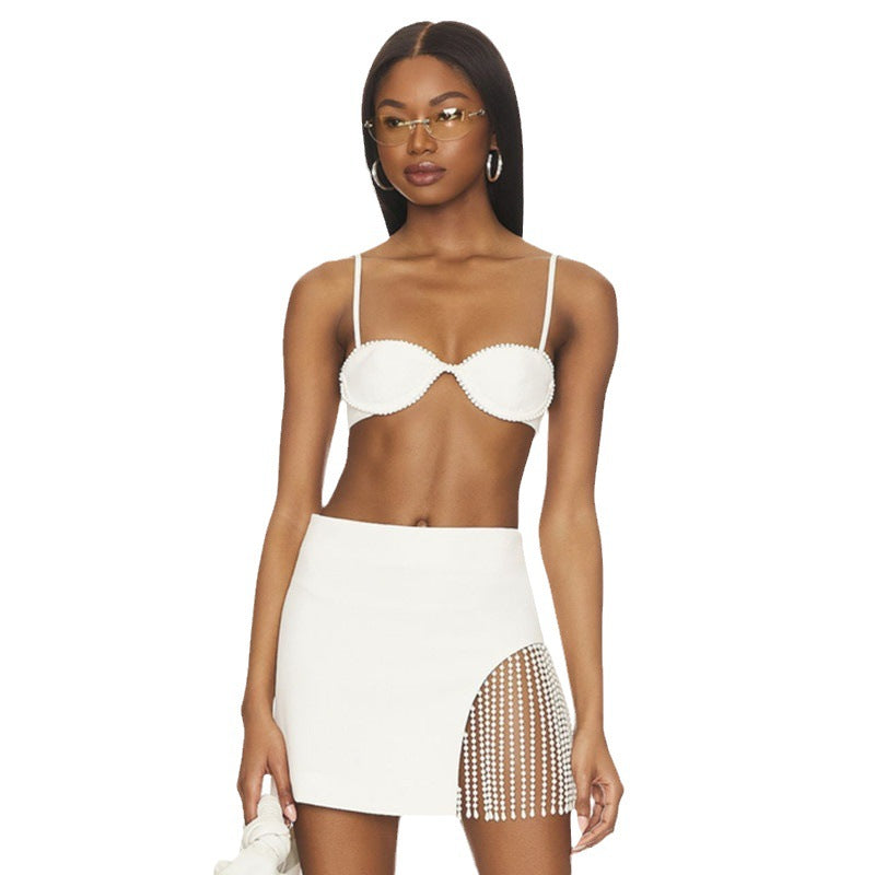 Pearl Tassel Two-piece Set Dress