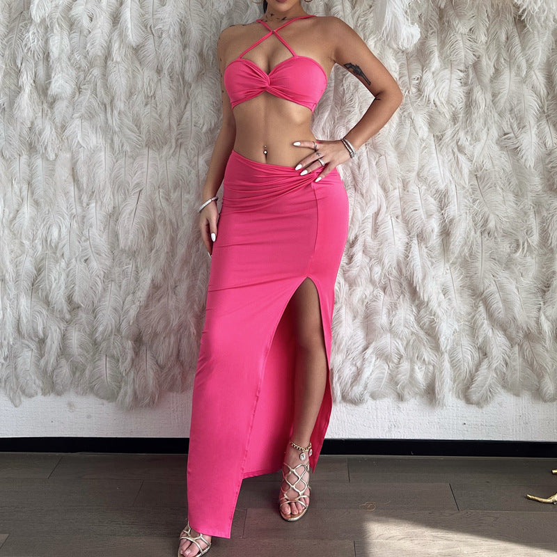 Fashion Sling Slim Slit Skirt Set