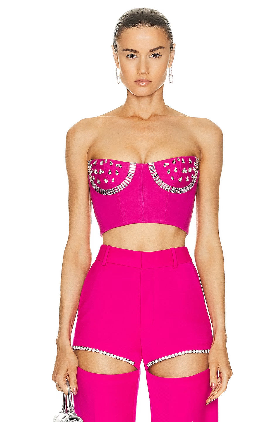 Rhinestone Short Tube Top Cropped Pant Set