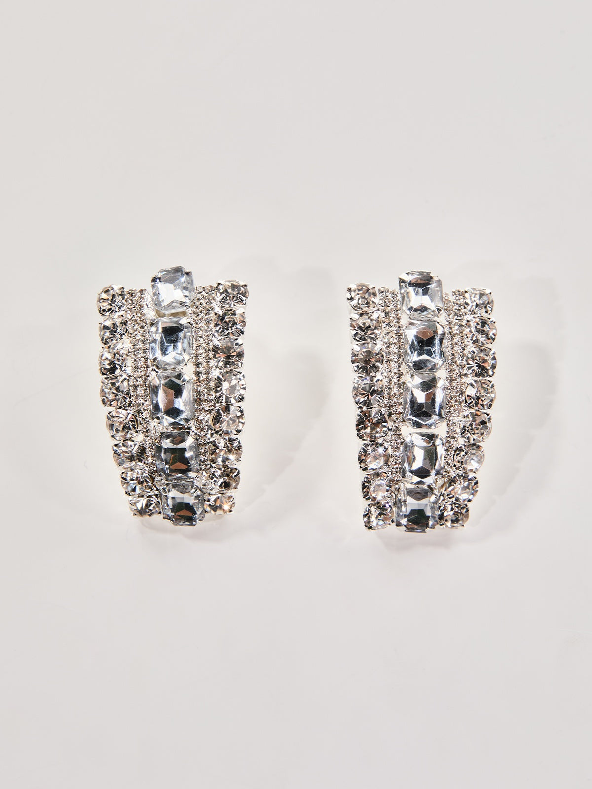 Oaelvira Rhinestone Quadrangle Earrings