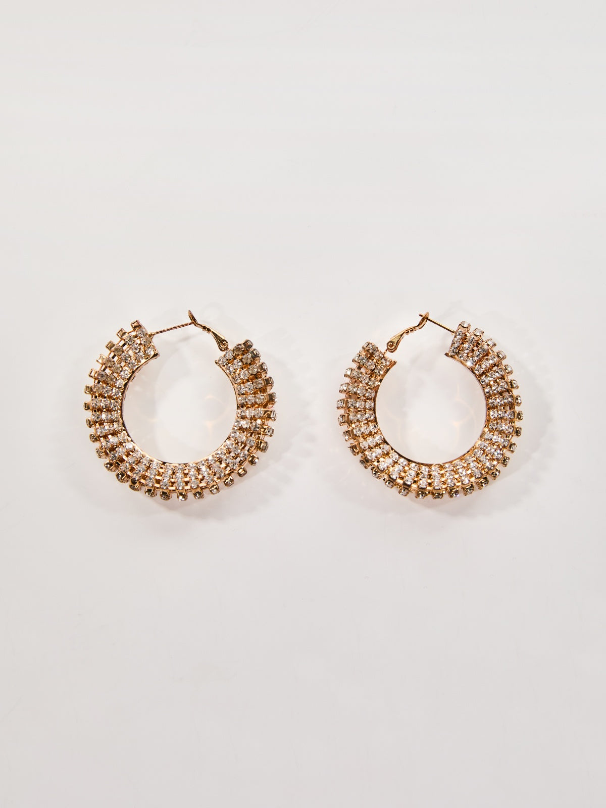 Oexryn Rhinestone Hoop Earrings In Gold