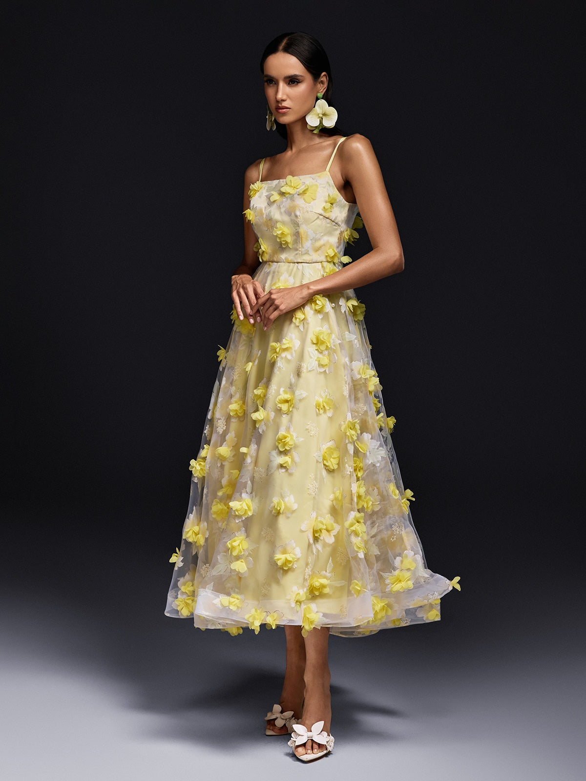 Olathe Spaghetti Flower Midi Dress