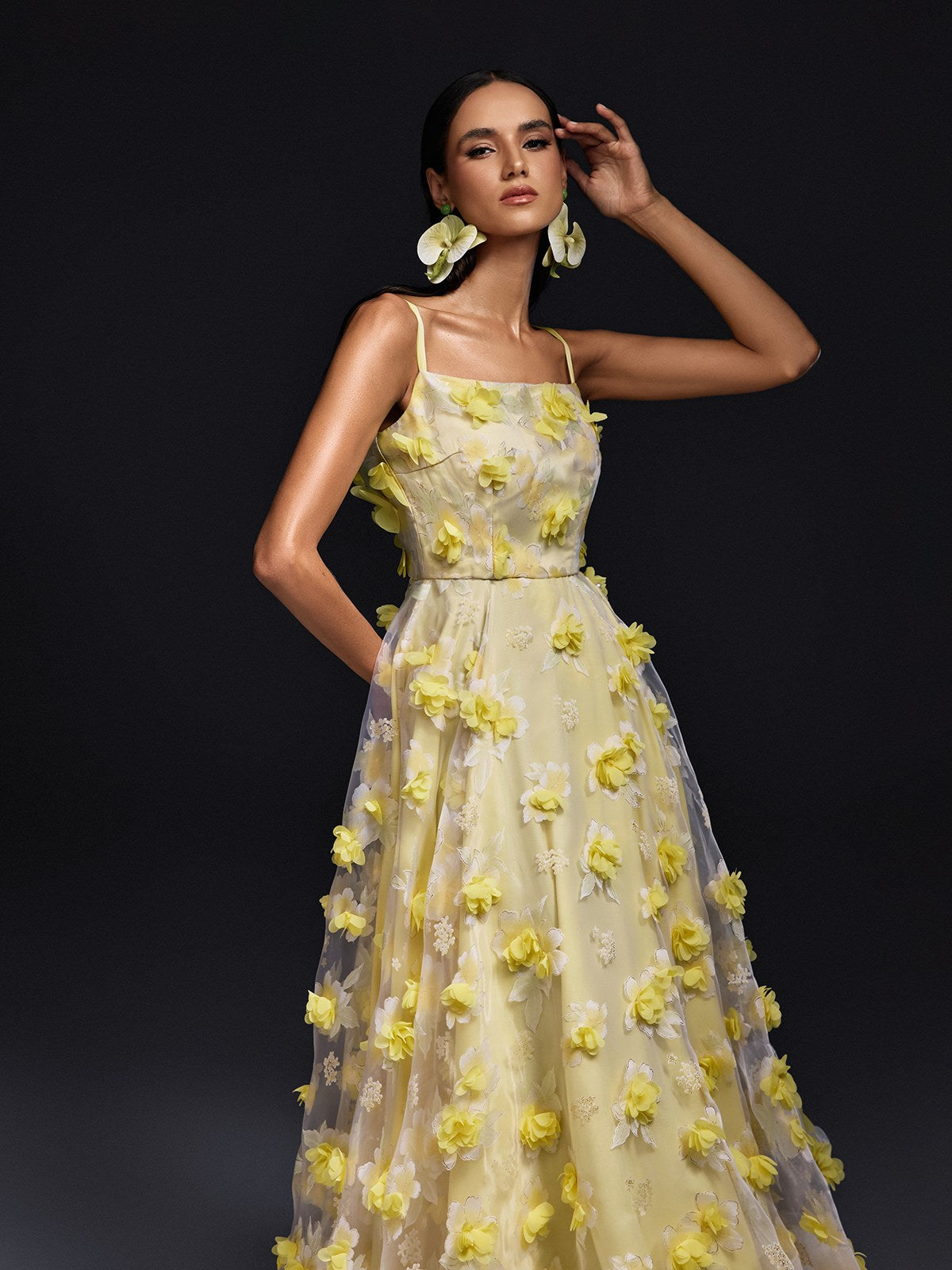 Olathe Spaghetti Flower Midi Dress