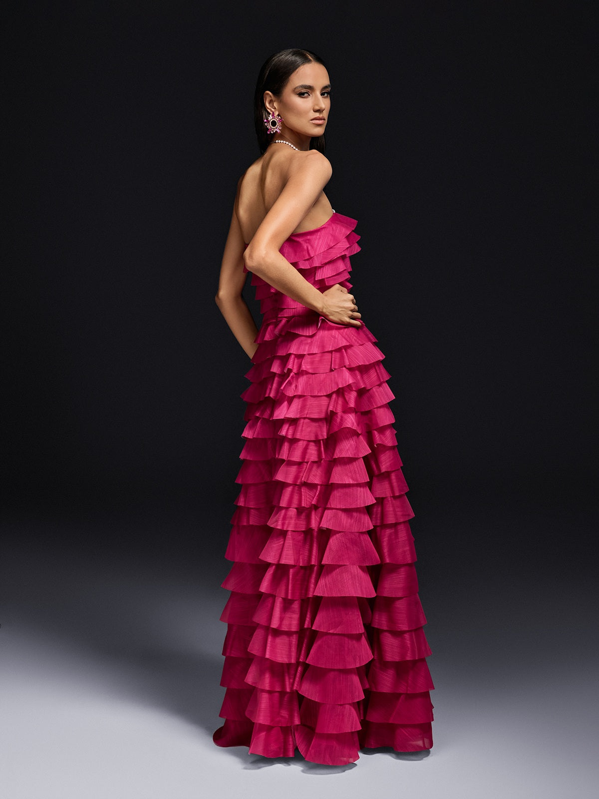 Olinda Strapless Ruffle Tiered Maxi Dress