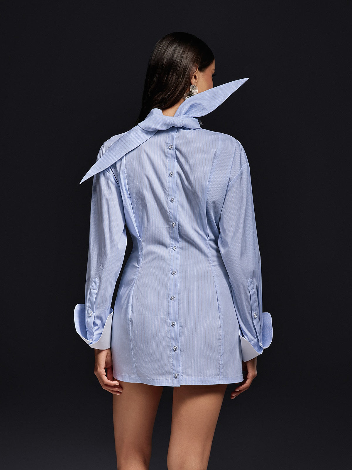 Omarion High Neck Button Mini Dress