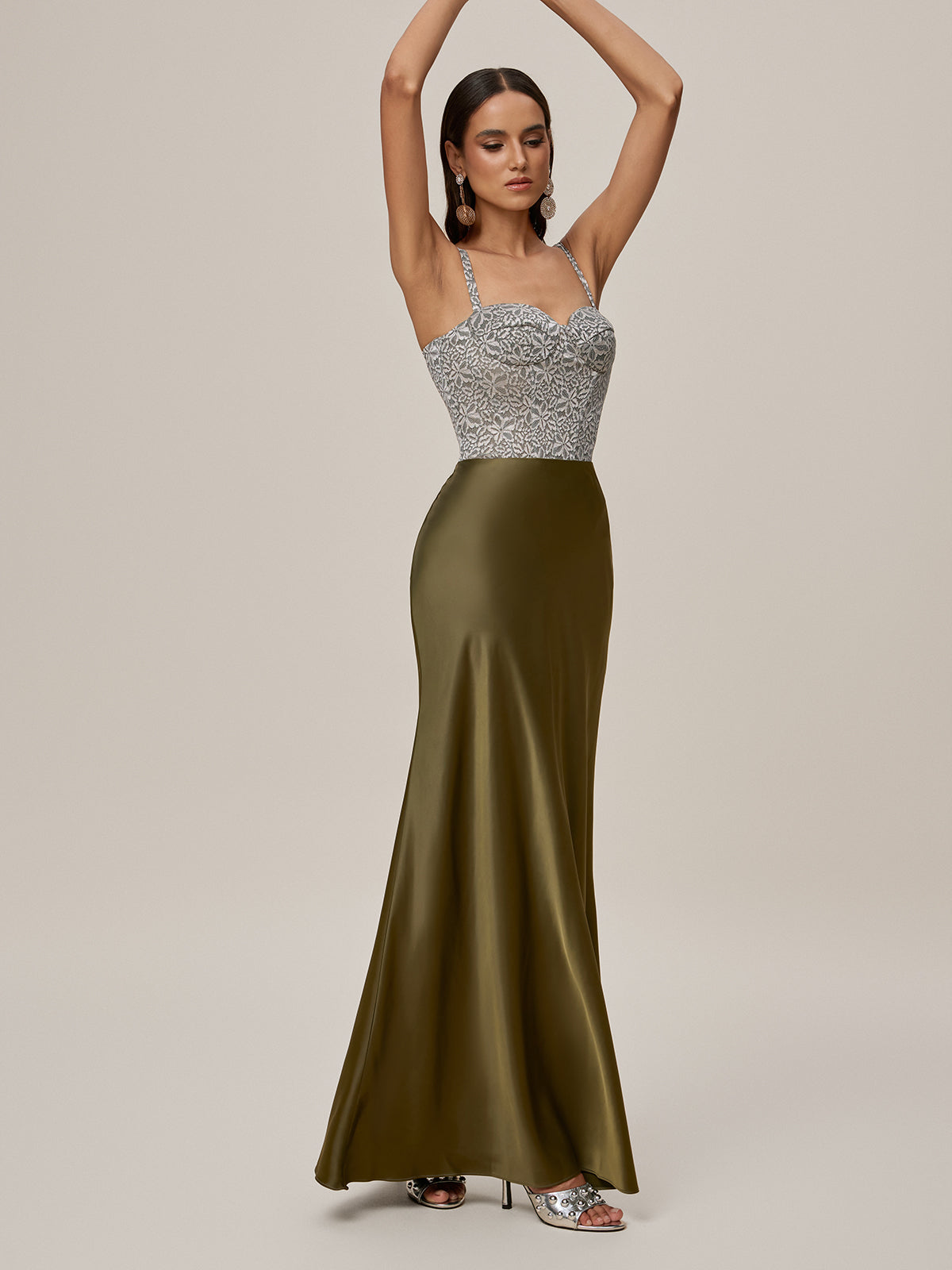 Ooyu Spaghetti Lace Up Embroidered Maxi Dress