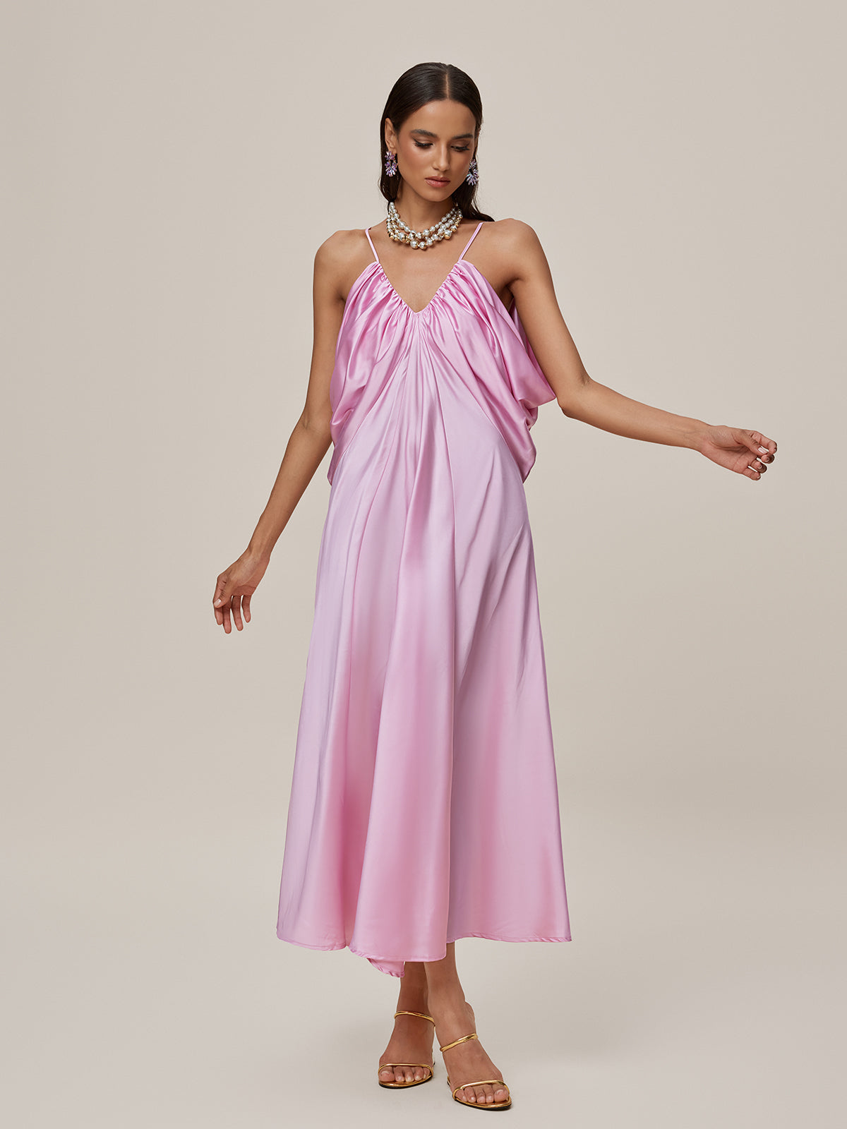 Oralia Spaghetti Draped Maxi Dress