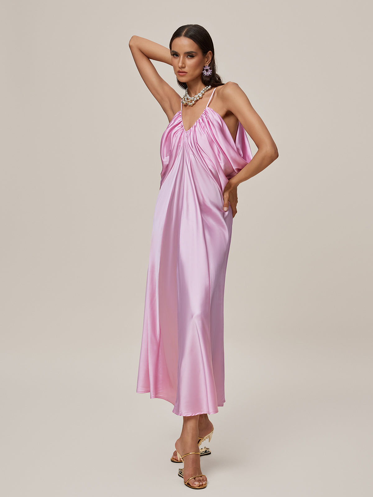 Oralia Spaghetti Draped Maxi Dress