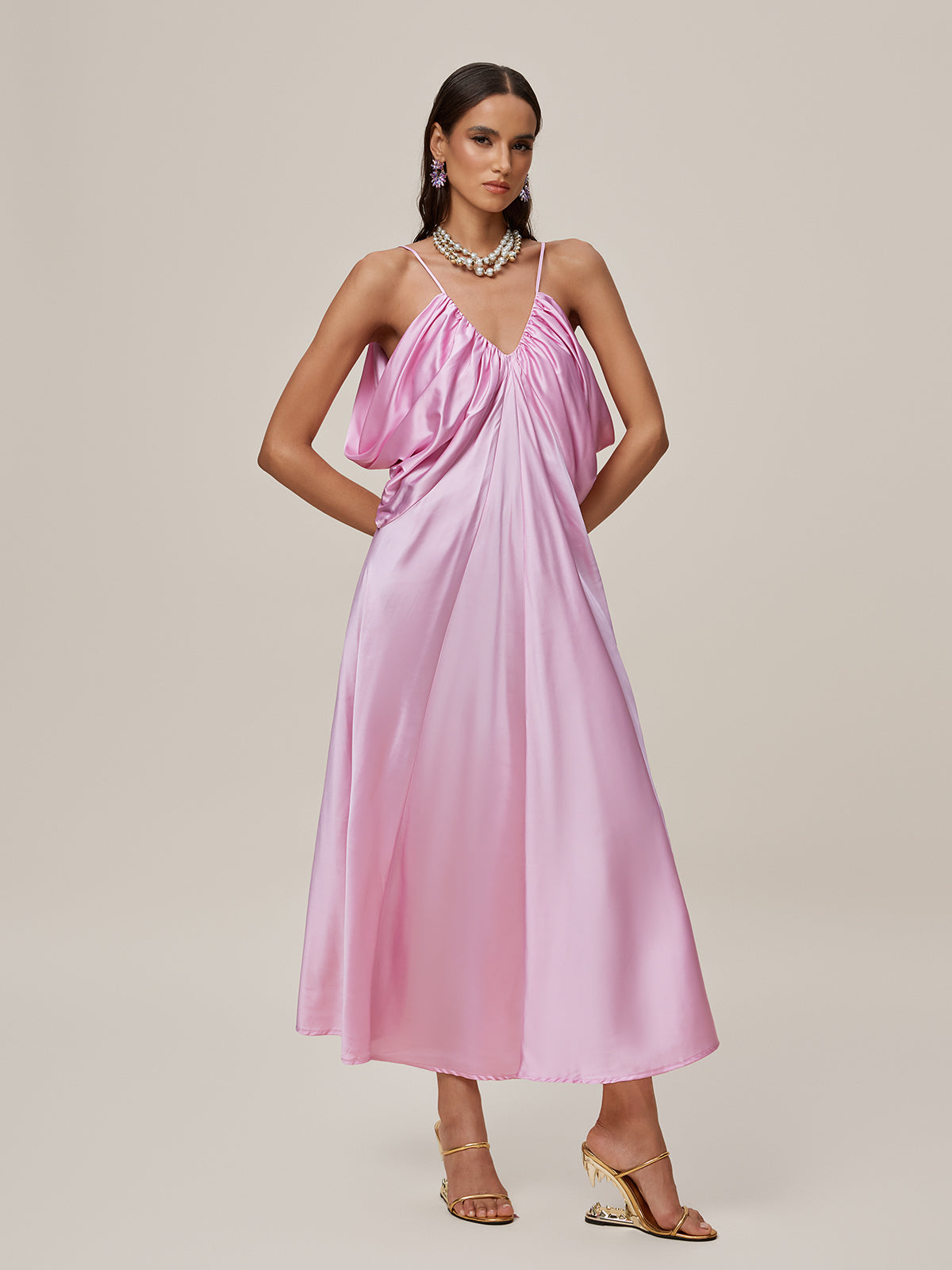 Oralia Spaghetti Draped Maxi Dress