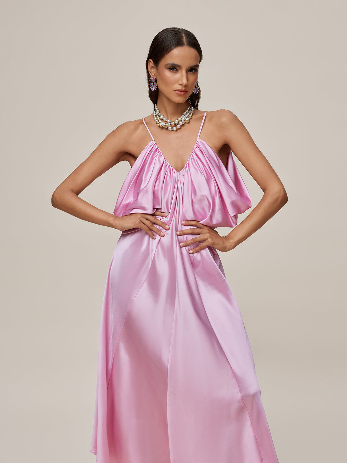 Oralia Spaghetti Draped Maxi Dress