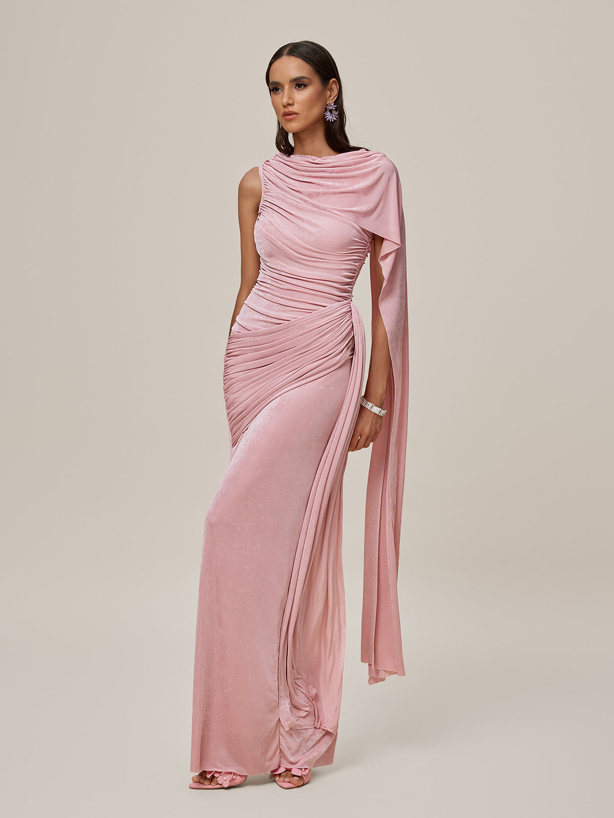 Oratilwe Shawl Ruched Draped Maxi Dress