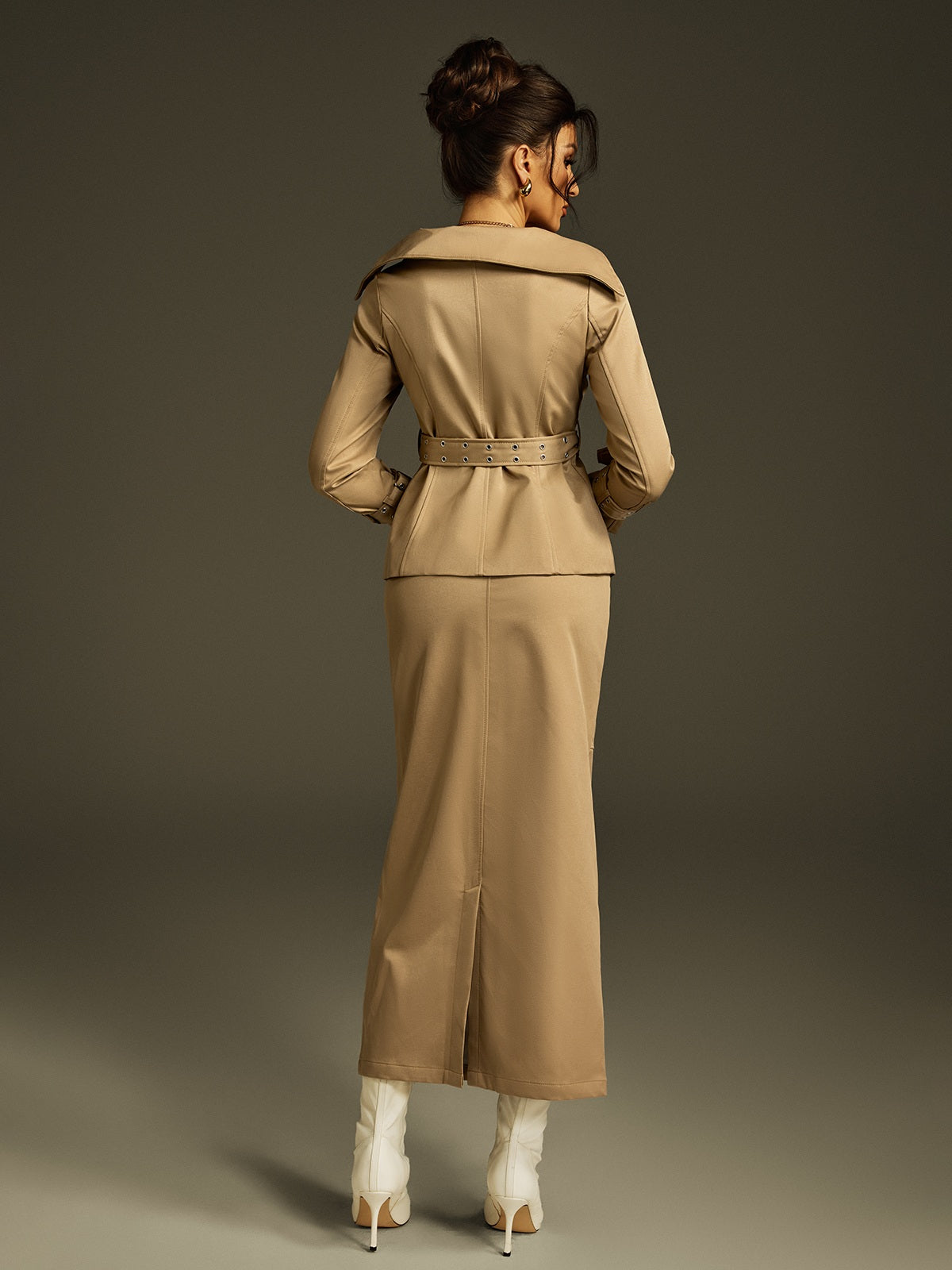 Orianna Folded Collar Skirt Set