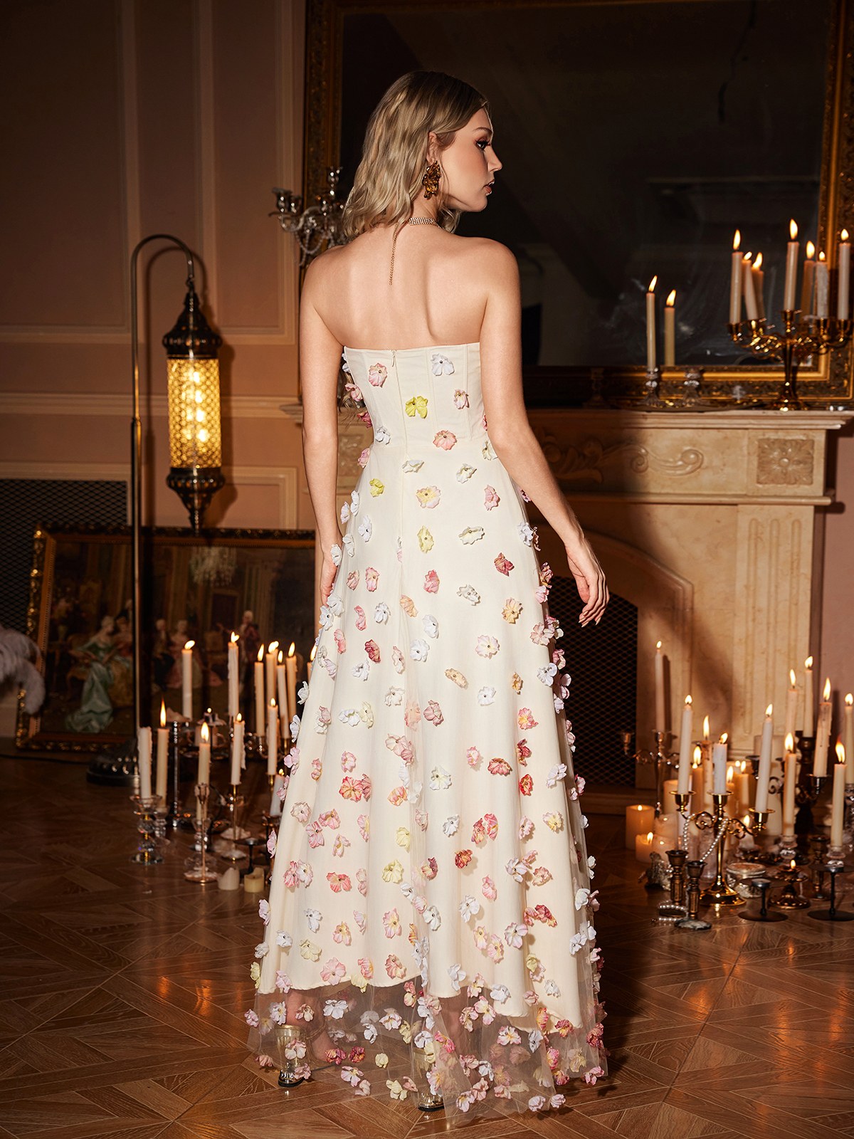 Orli Strapless Flower Maxi Dress