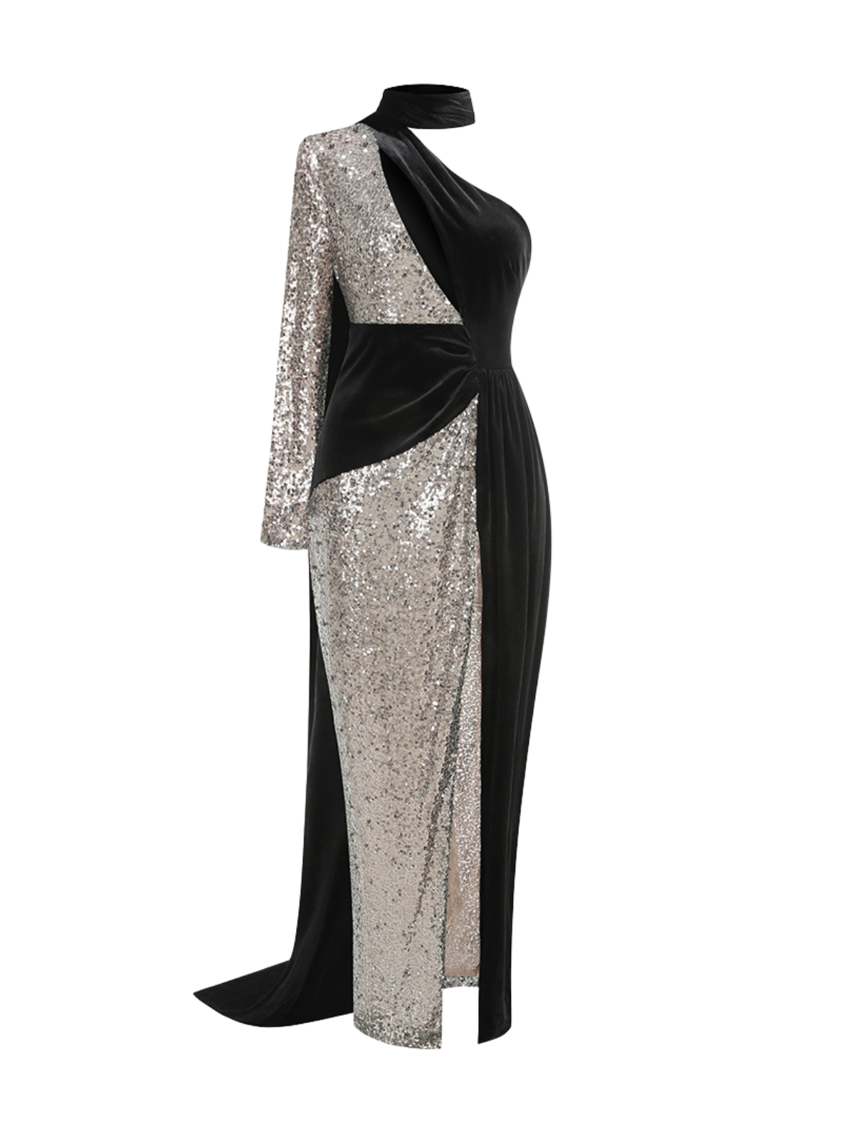 Osias One Shoulder Cutout Split Maxi Dress