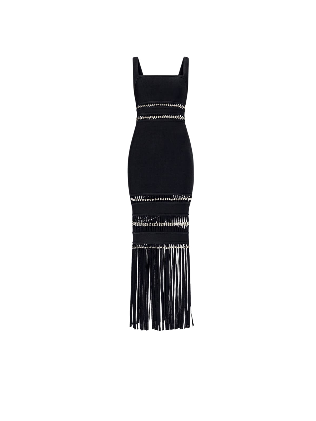 Ouida Cutout Fringe Maxi Dress In Black