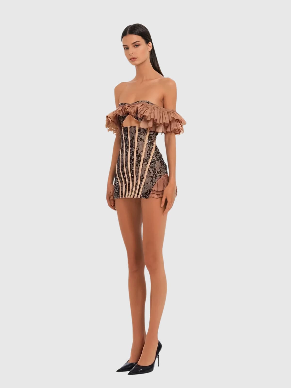 Owino Off Shoulder Lace Cutout Mini Dress
