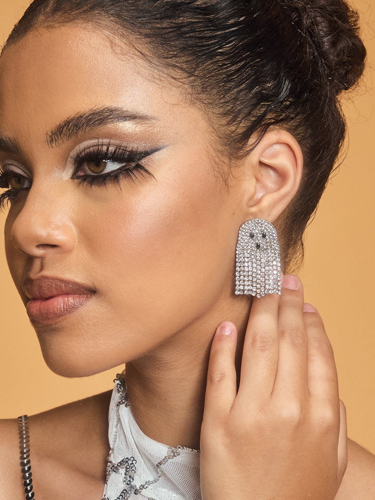 Ozzar Rhinestone Ghost Earrings