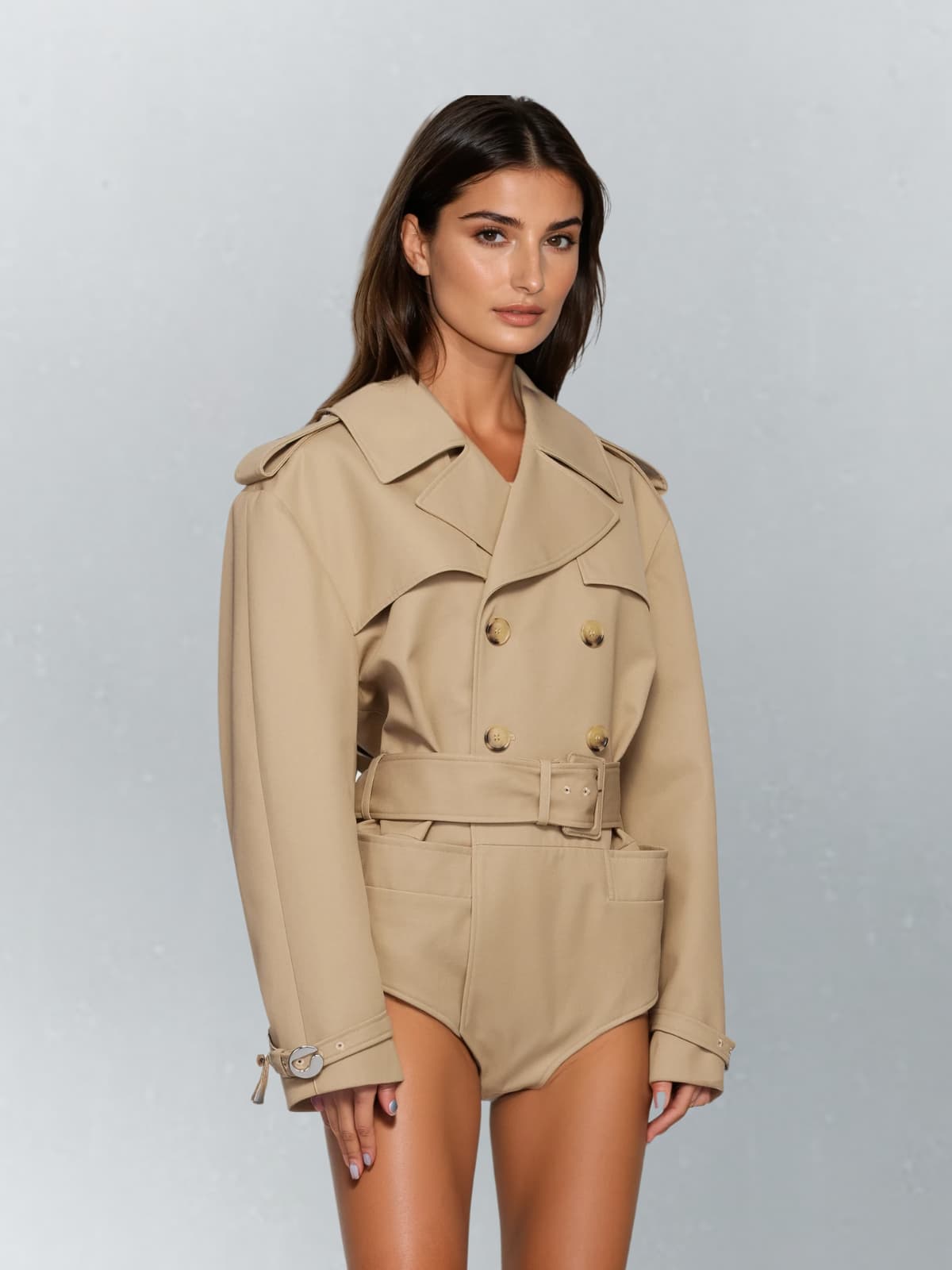 Pacari Folded Collar Trench Coat
