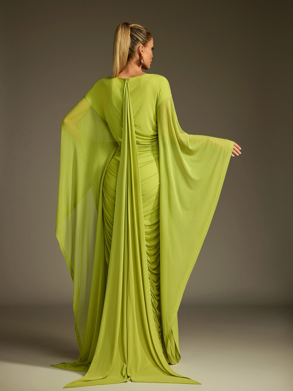 Paelyra Long Sleeve Ruched Split Maxi Dress