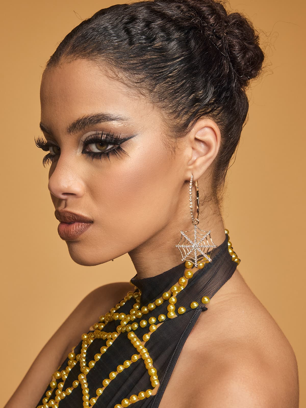 Palta Rhinestone Cobweb Earrings