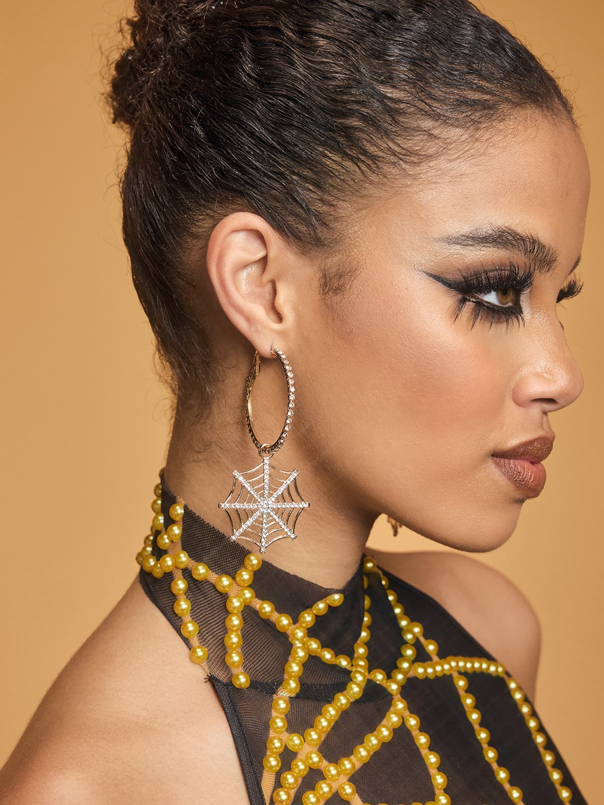 Palta Rhinestone Cobweb Earrings