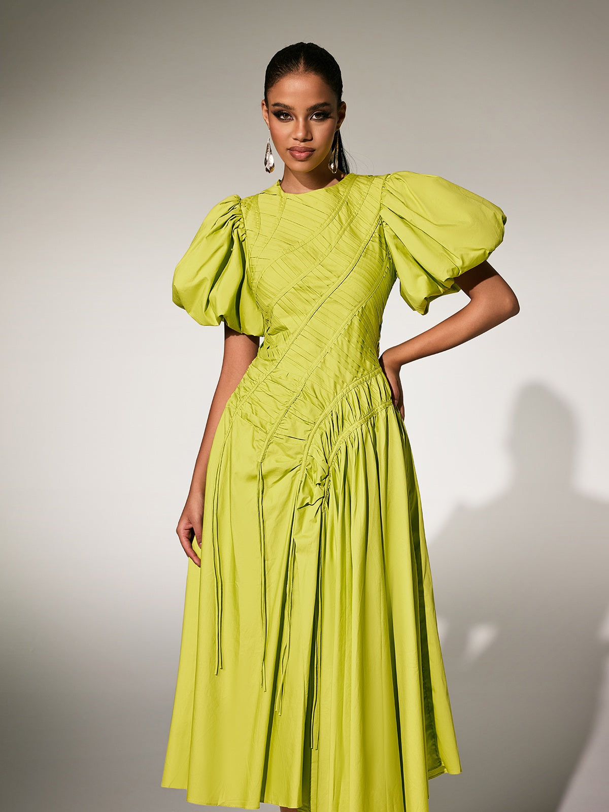 Pardes Puff Sleeve Midi Dress