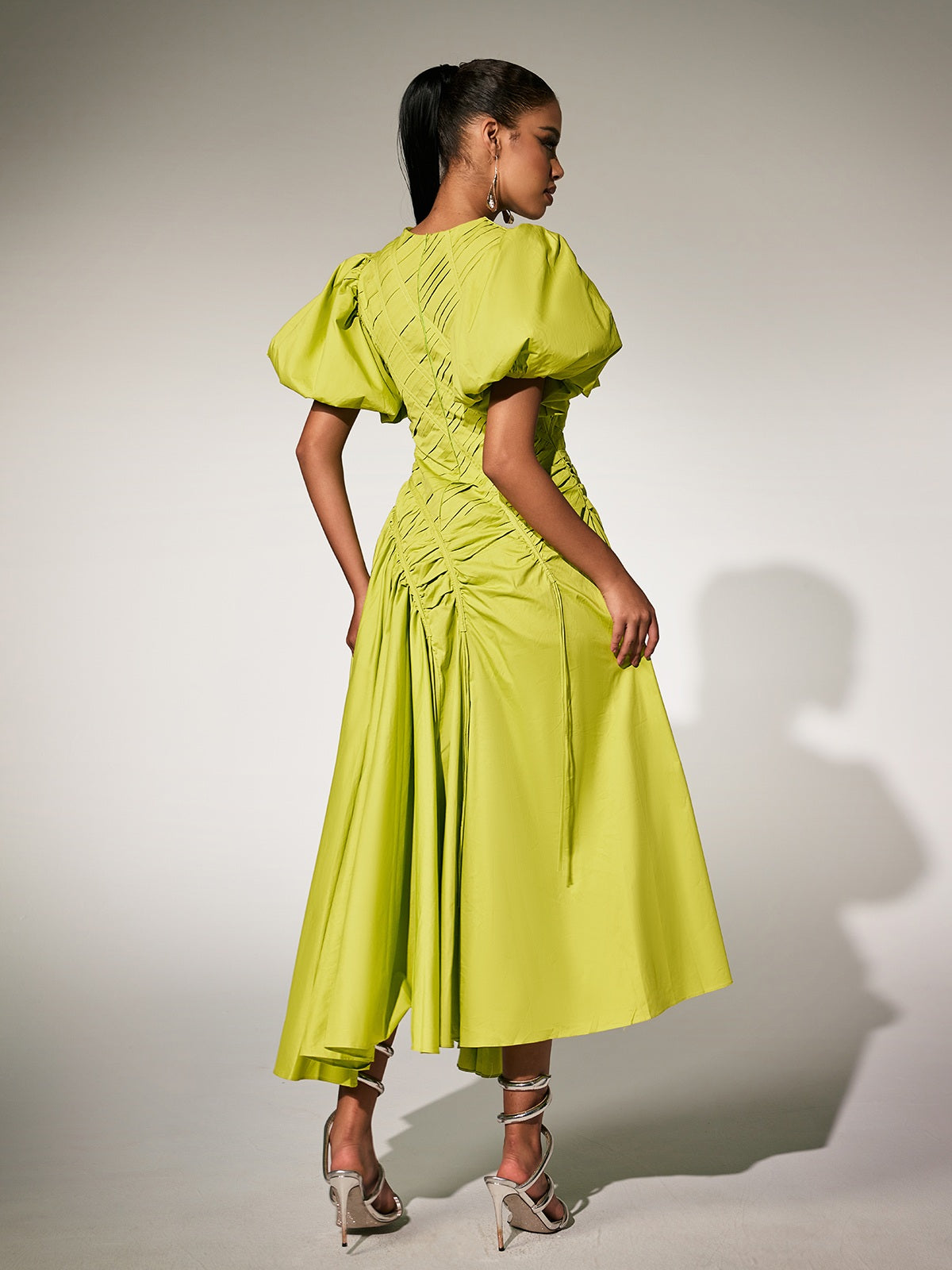 Pardes Puff Sleeve Midi Dress