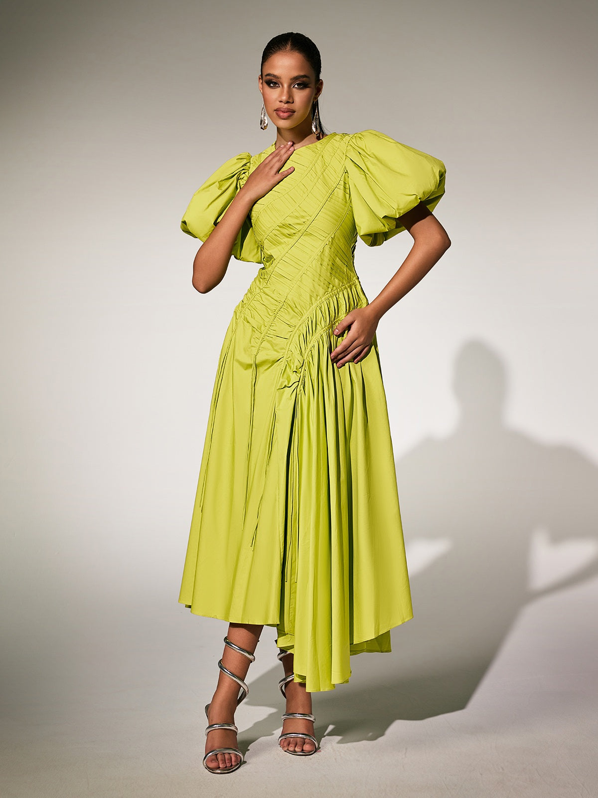 Pardes Puff Sleeve Midi Dress