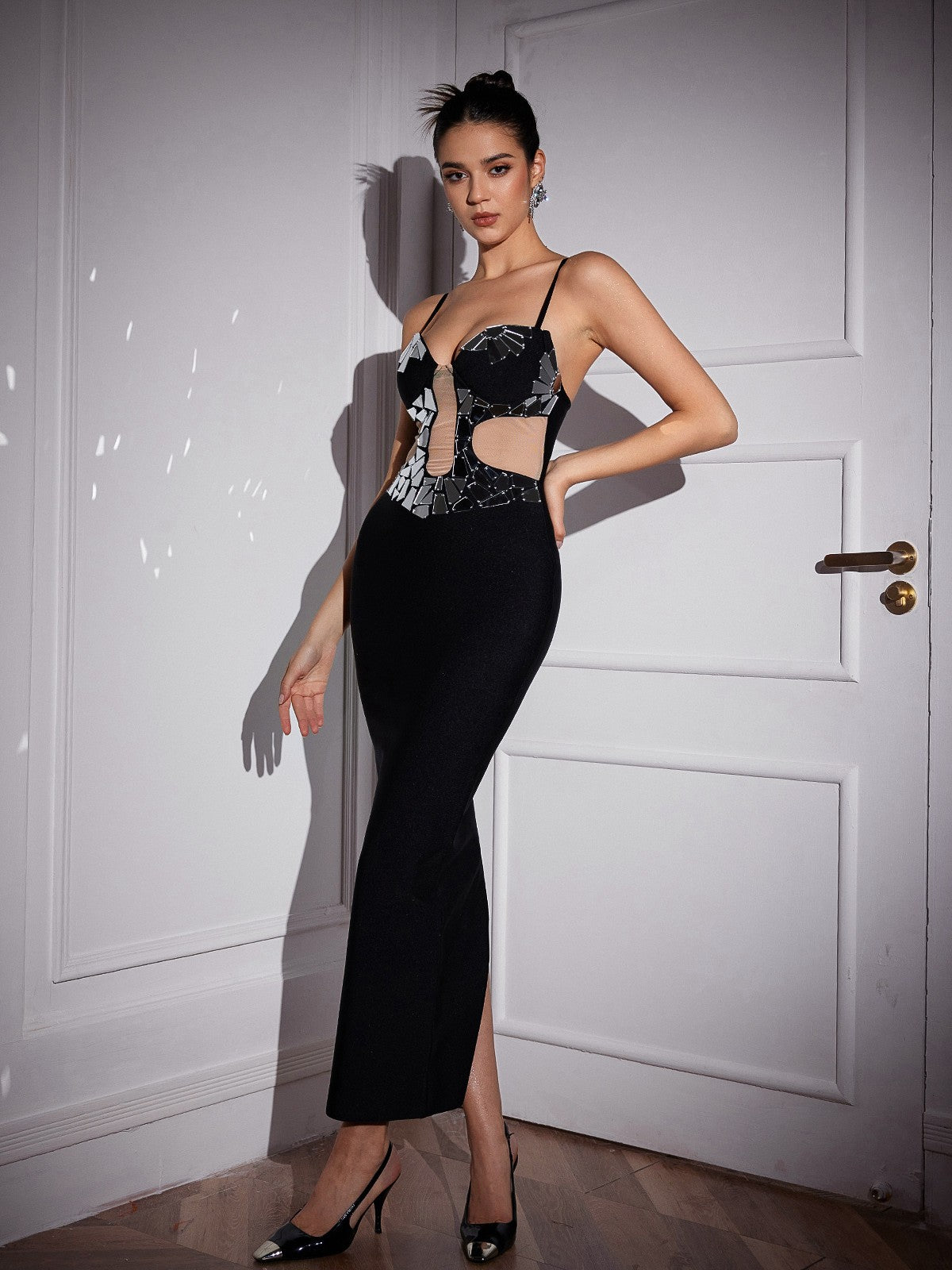 Penrose Acrylic Bandage Maxi Dress