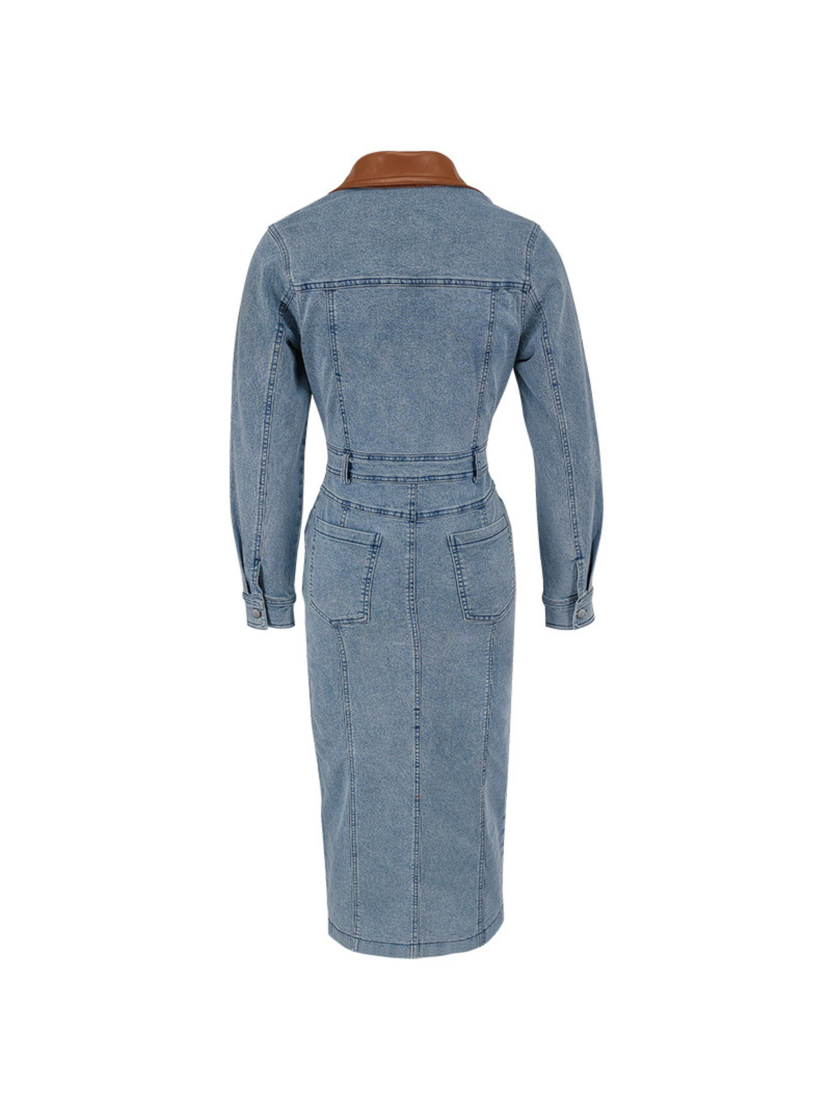 Plthar Folded Collar Split Midi Dress