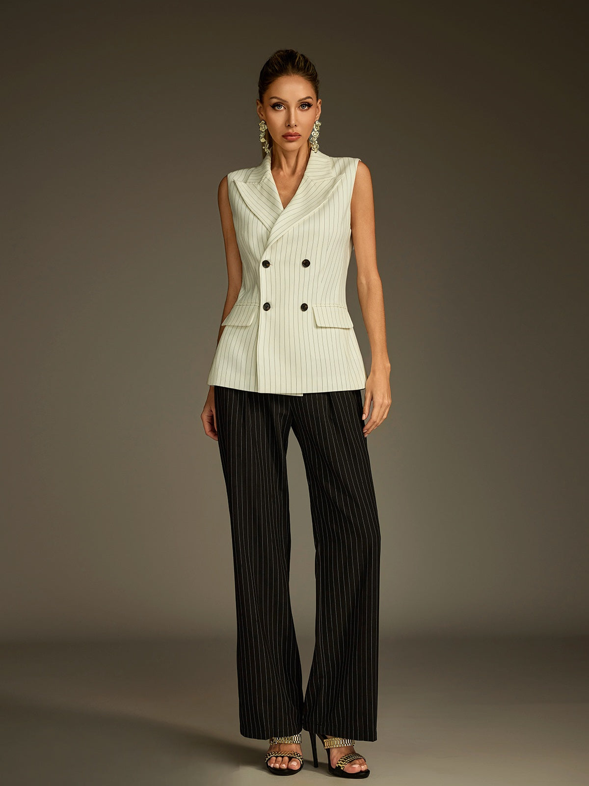 Plthrion Button Up Stripe Blazer