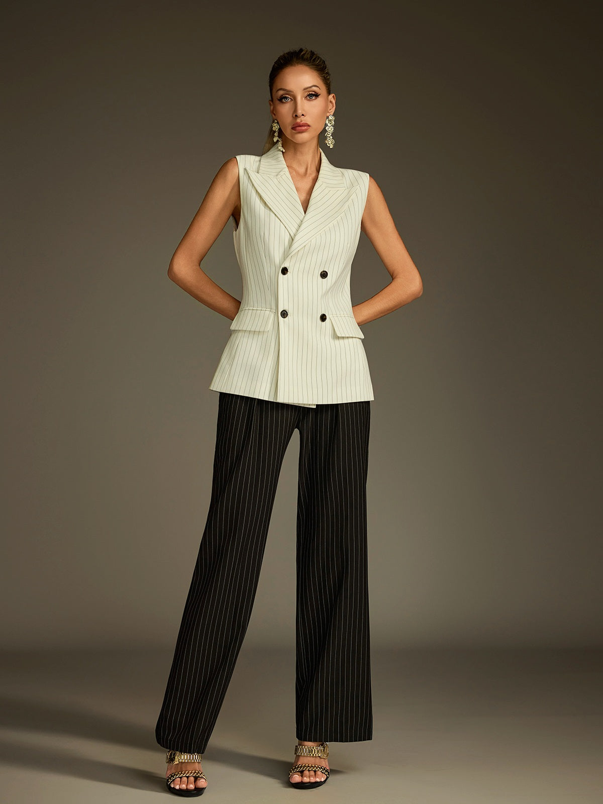 Plthrion Button Up Stripe Blazer