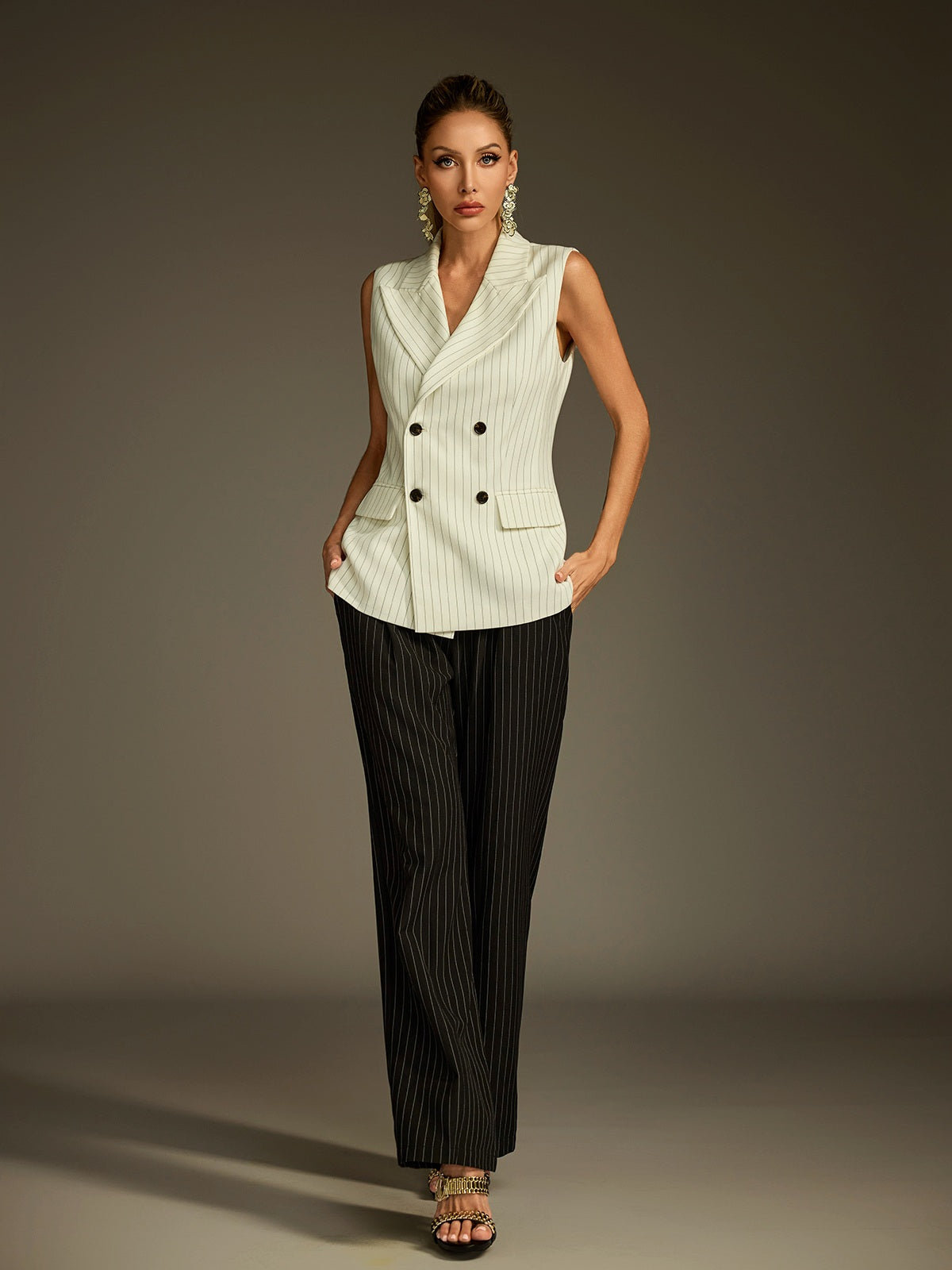 Plthrion Button Up Stripe Blazer