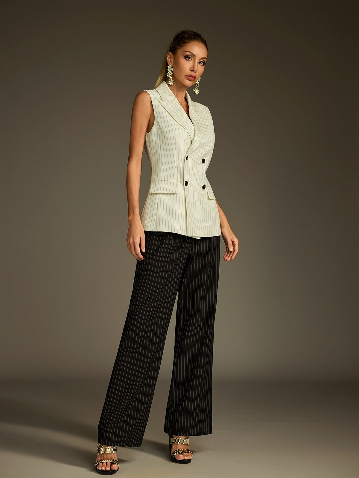 Plthrion Button Up Stripe Blazer