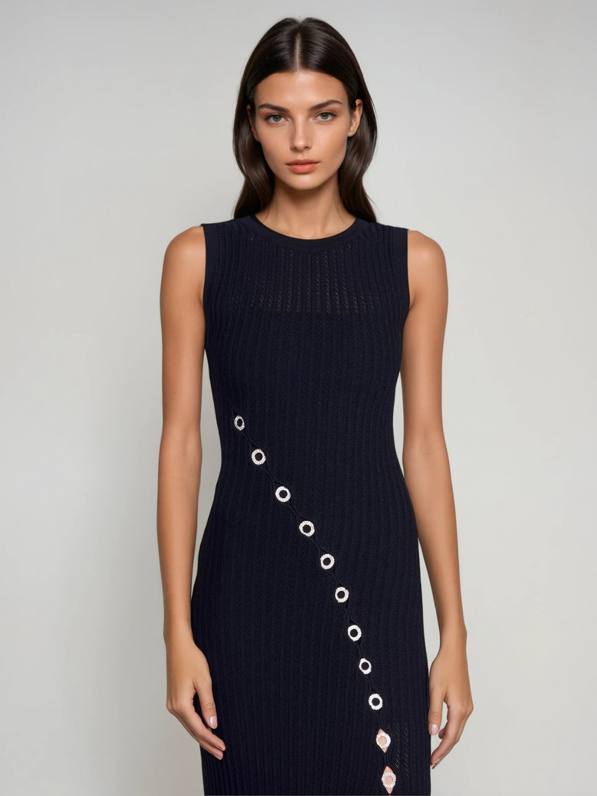 Plyria Sleeveless Split Knitted Midi Dress