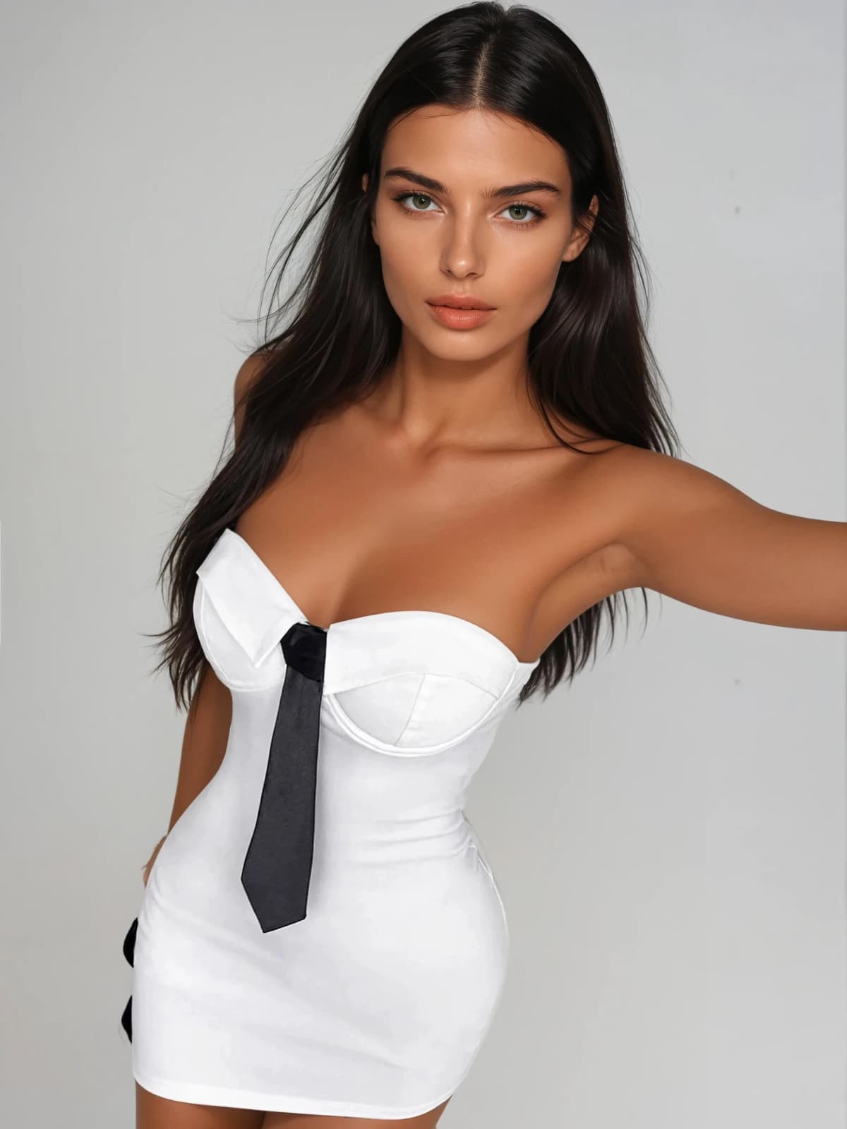Plythra Strapless Tie Mini Dress