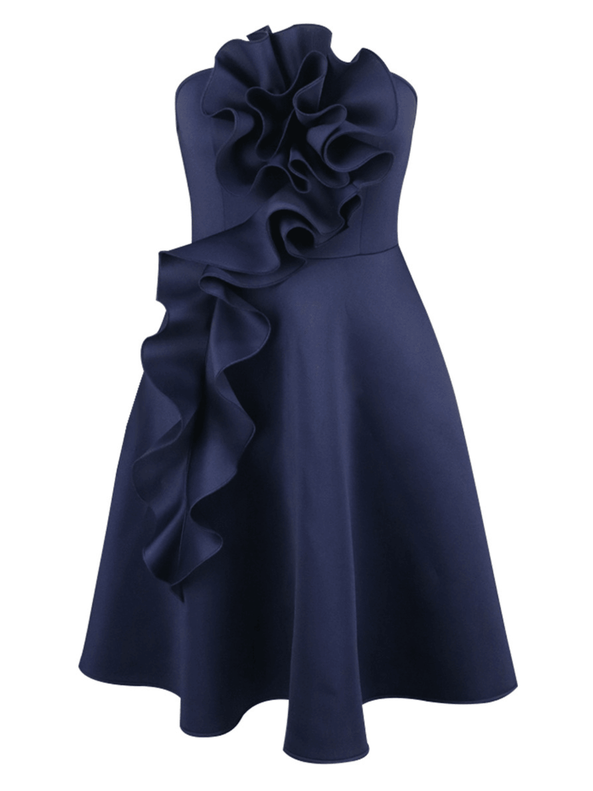 Polly Strapless Flower Ruched Midi Dress