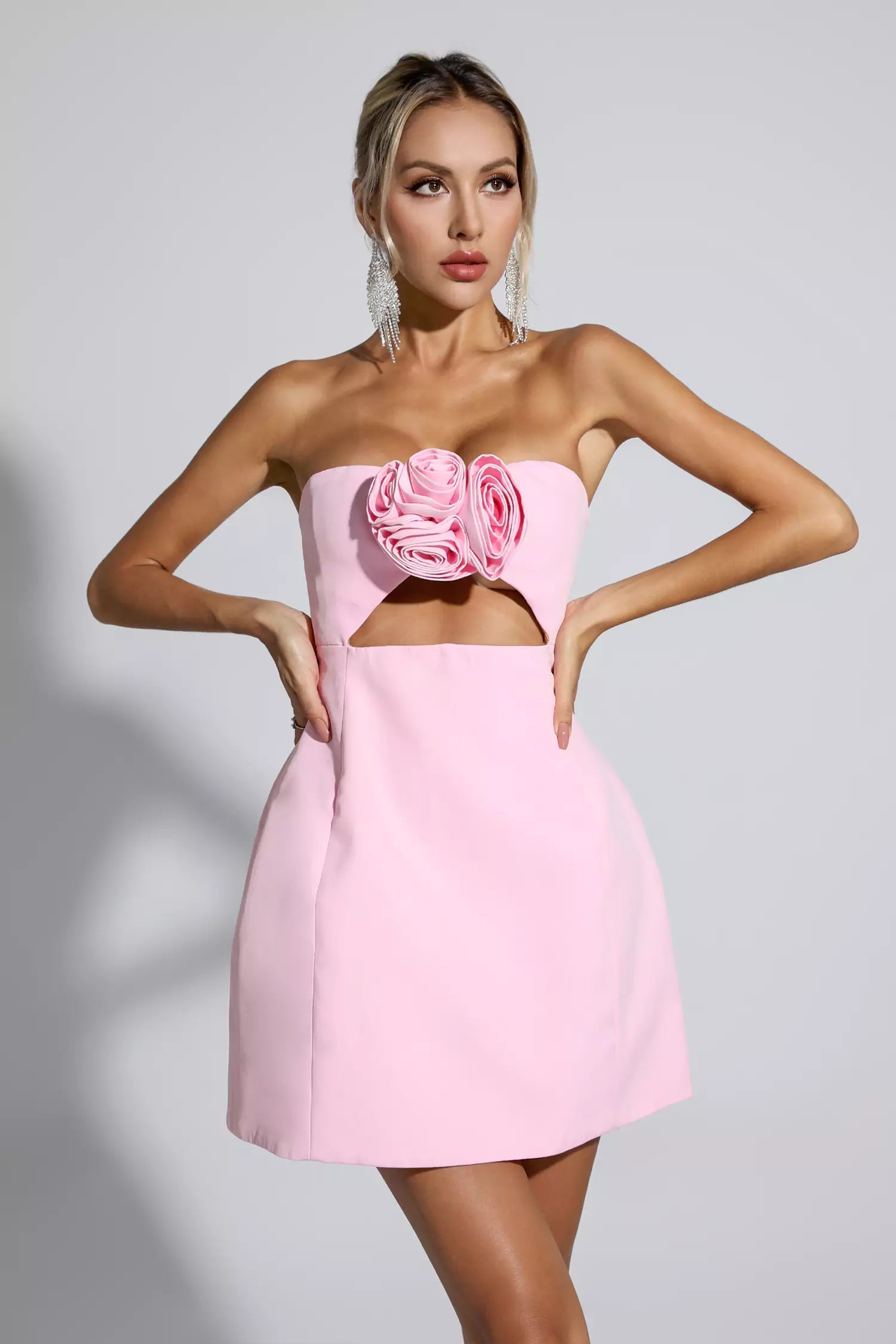 Rehinna Pink Floral Mini Dress