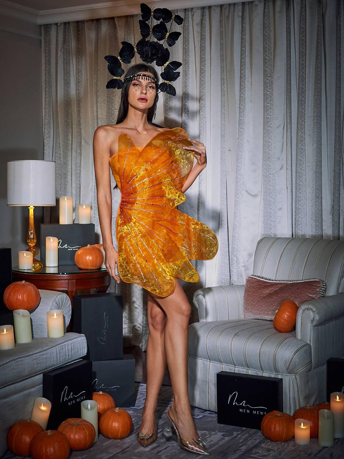 Posie Butterfly Rhinestone Mini Dress