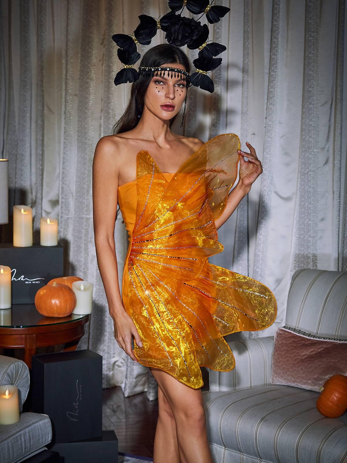 Posie Butterfly Rhinestone Mini Dress