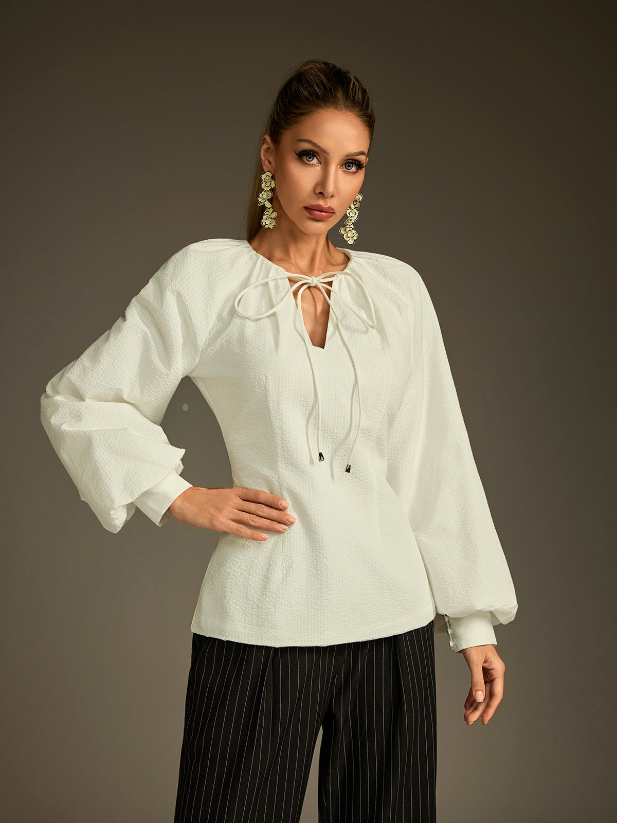 Pryndel Bell Sleeve Ruched Top