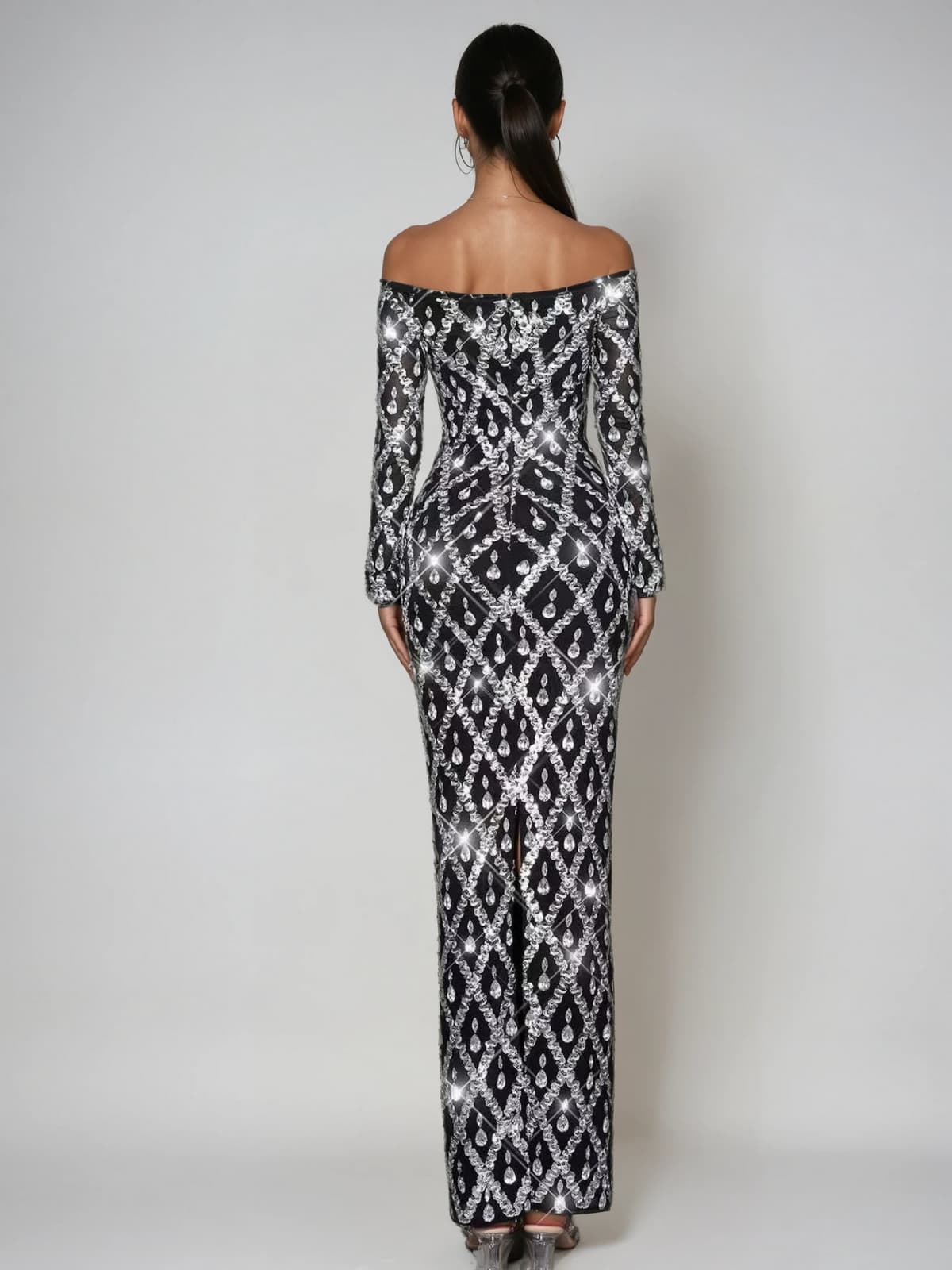 Liora Off Shoulder Crystal Maxi Dress