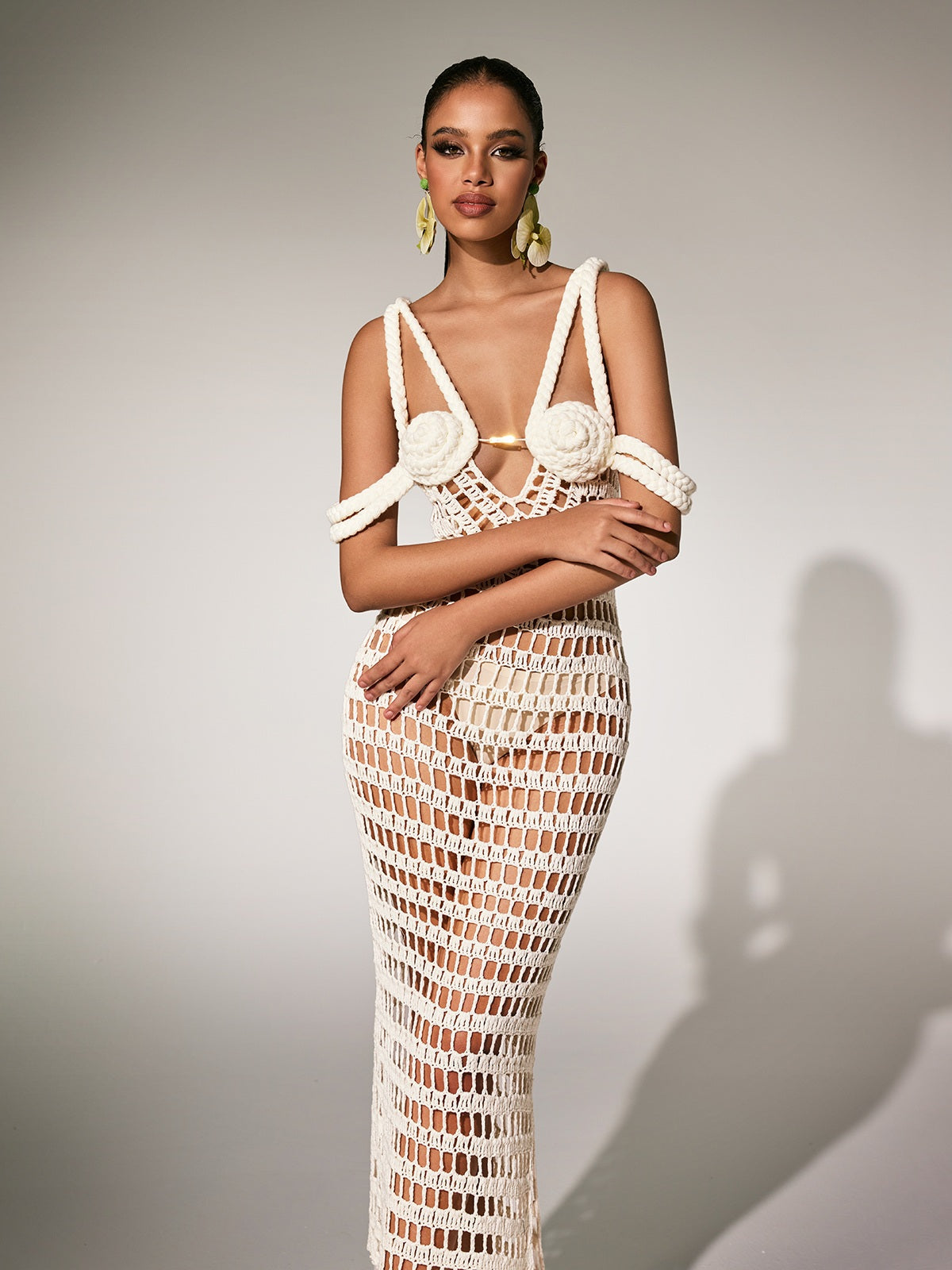 Pzvra Sleeveless Cutout Knitted Maxi Dress